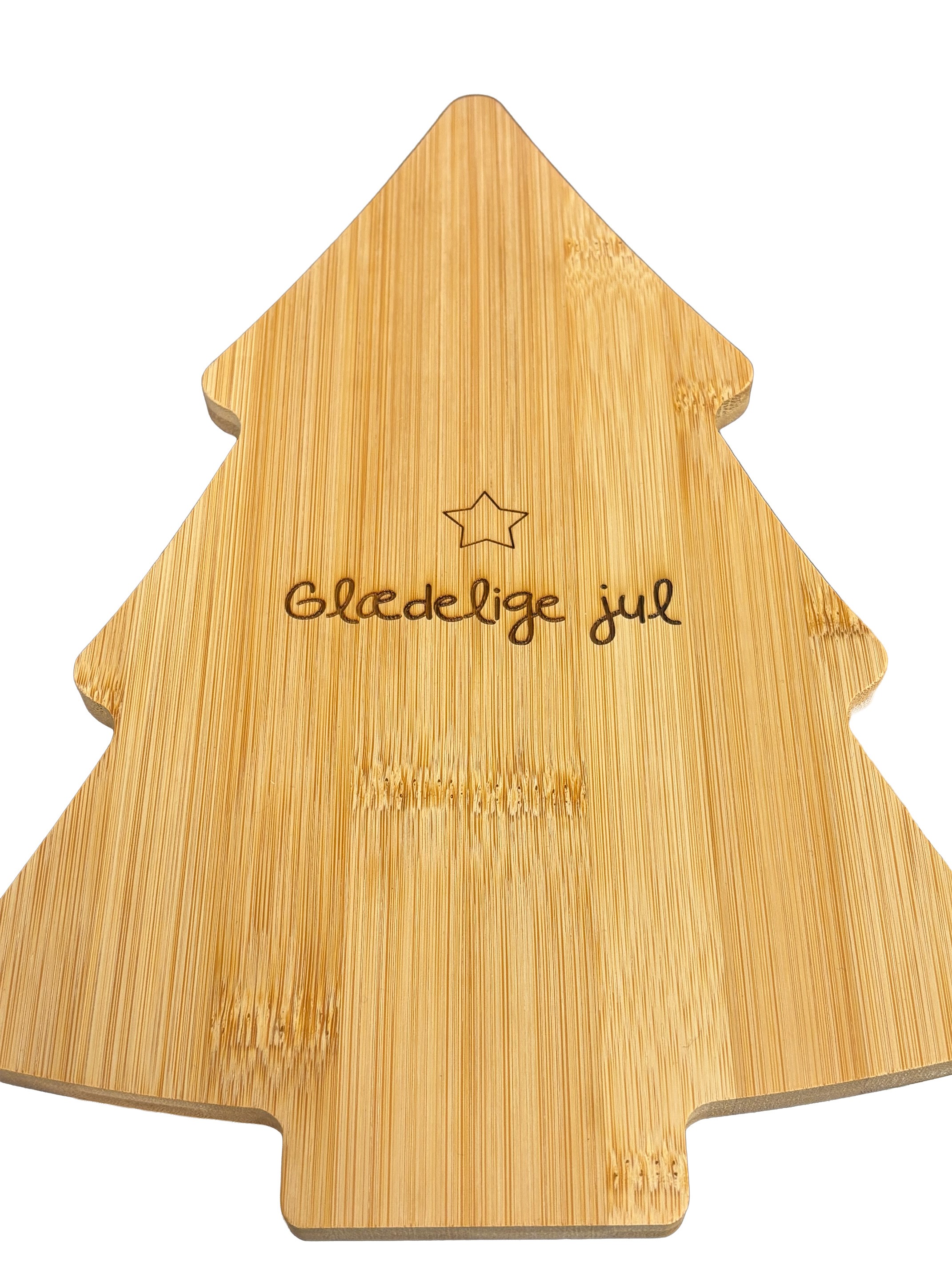 Juletræ skærebræt med " Glædelig jul "