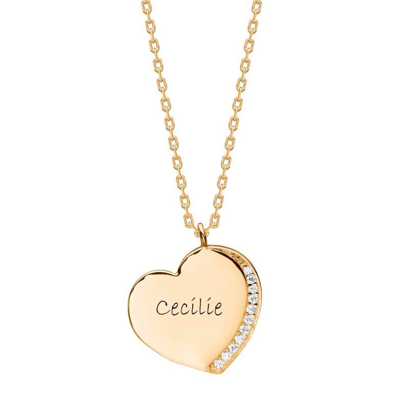 Nordahl Andersen SARANOR hjerte halskæde forgyldt m/ Kubisk zirkonia