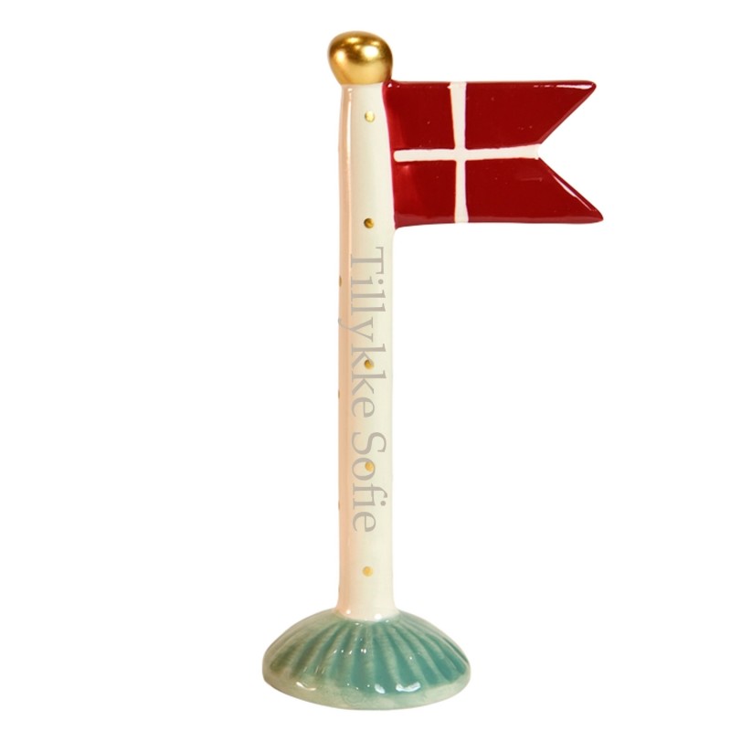 Speedtsberg flag 19 cm - Hvid med guld prikker