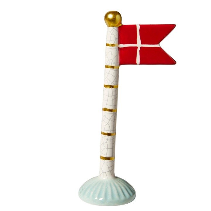 Speedtsberg keramik flag 19 cm - hvid med striber