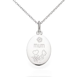 Scrouples Amulet MUM sølv oval vedhæng inkl. kæde