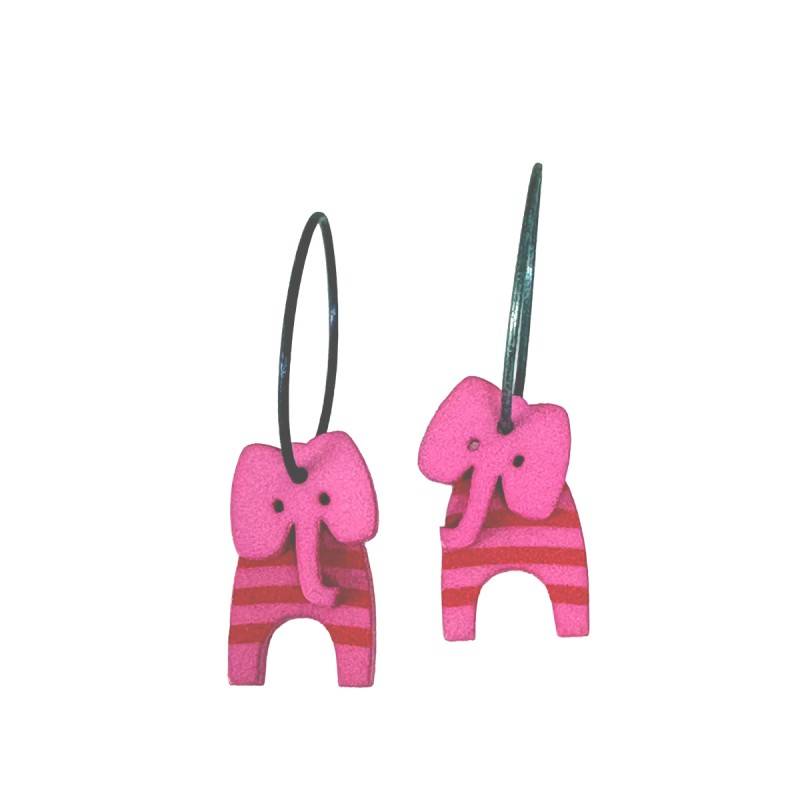 Lene Lundberg Ørehænger med Lyserød elefant