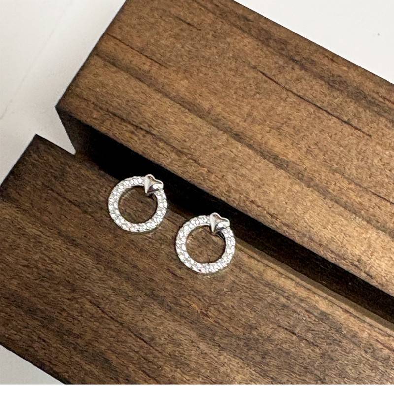 Nordahl Andersen cirkel ørestikker sølv med sten