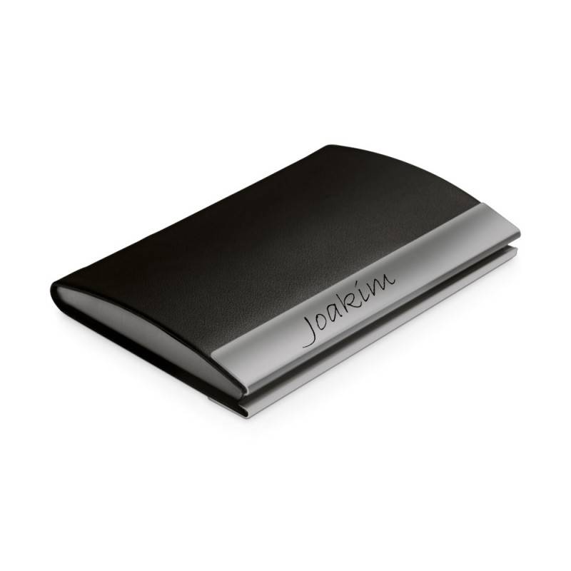 Kortholder læderlook med blank sort kant