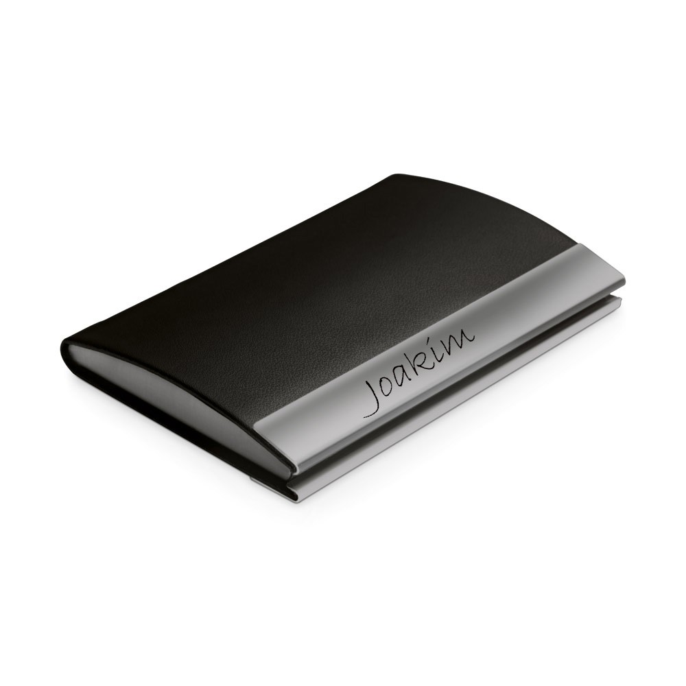 Kortholder læderlook med blank sort kant