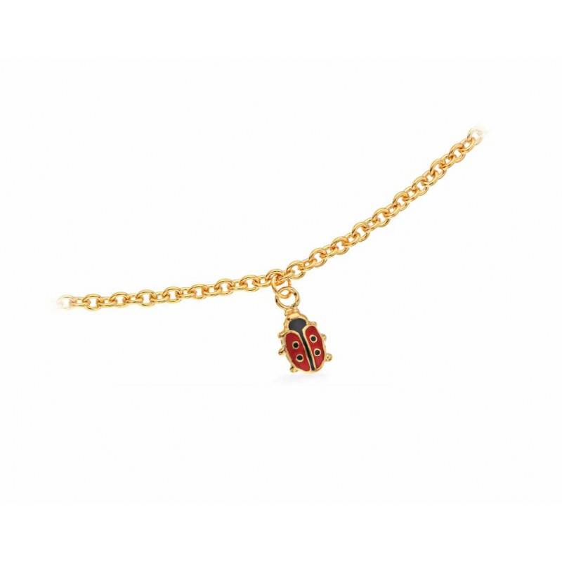 Scrouples Mariehøne halskæde med " Graverede J "