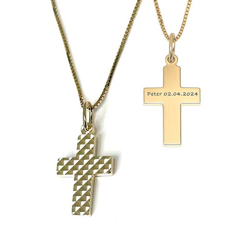 Dahl Facet kors vedhæng forgyldt 22x14 mm inkl. kæde