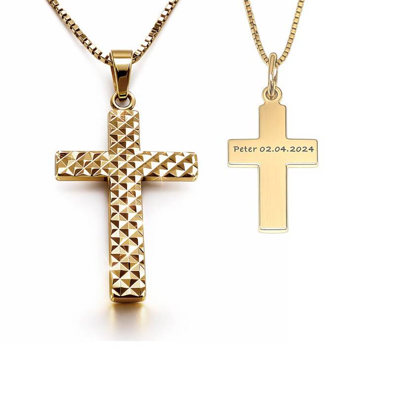 Dahl Facet kors vedhæng forgyldt 30x20 mm inkl. kæde