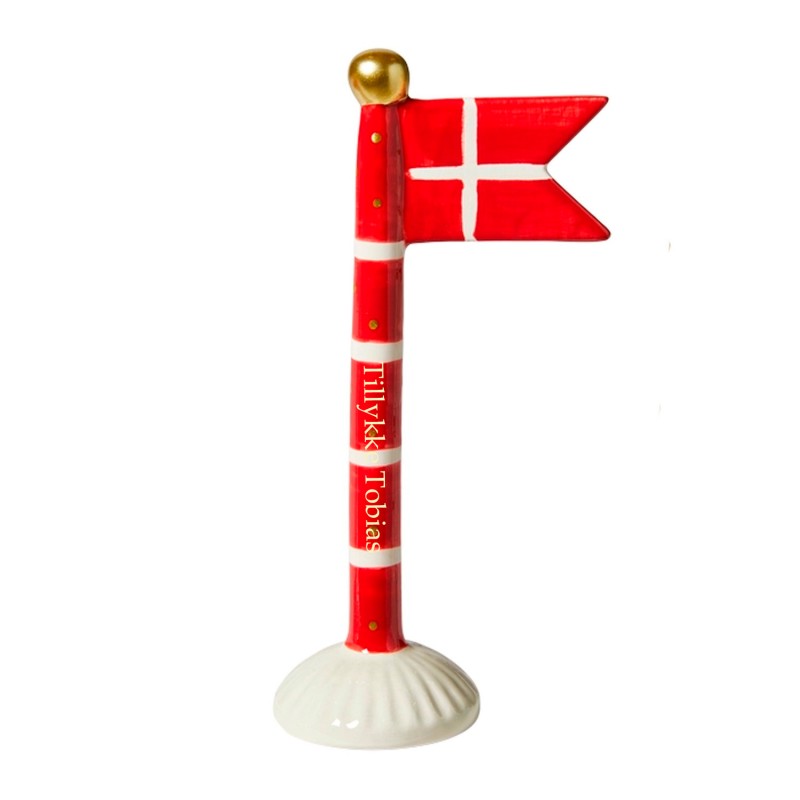 Speedtsberg flag 19 cm - Rød med prikker og striber