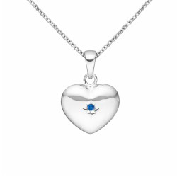 Nordahl Andersen hjerte sølv vedhæng m. synt safir 13 x 15 mm