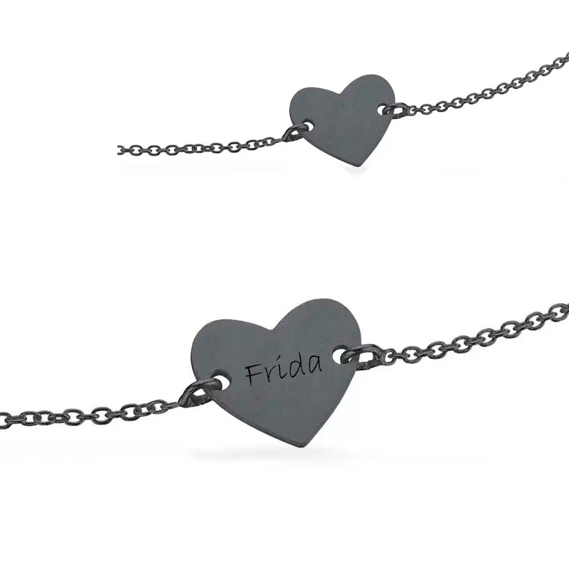 Scrouples Lovetag hjerte armbånd Oxideret sølv 16 cm