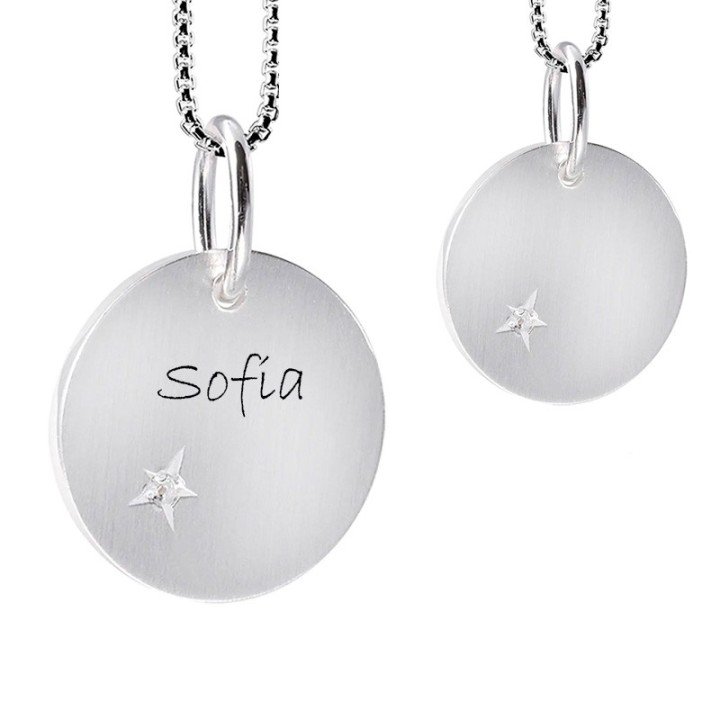 Love tags med Diamant sølv - Dit personlig smykke med navn her online