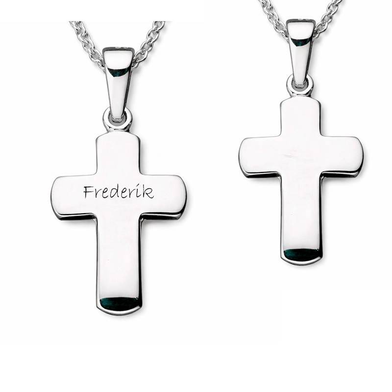 Dahl Kors buet sølv 10 x 15 mm vedhæng inkl. kæde