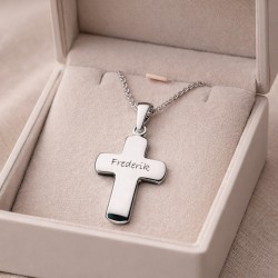 Dahl Kors buet sølv 10 x 15 mm vedhæng inkl. kæde