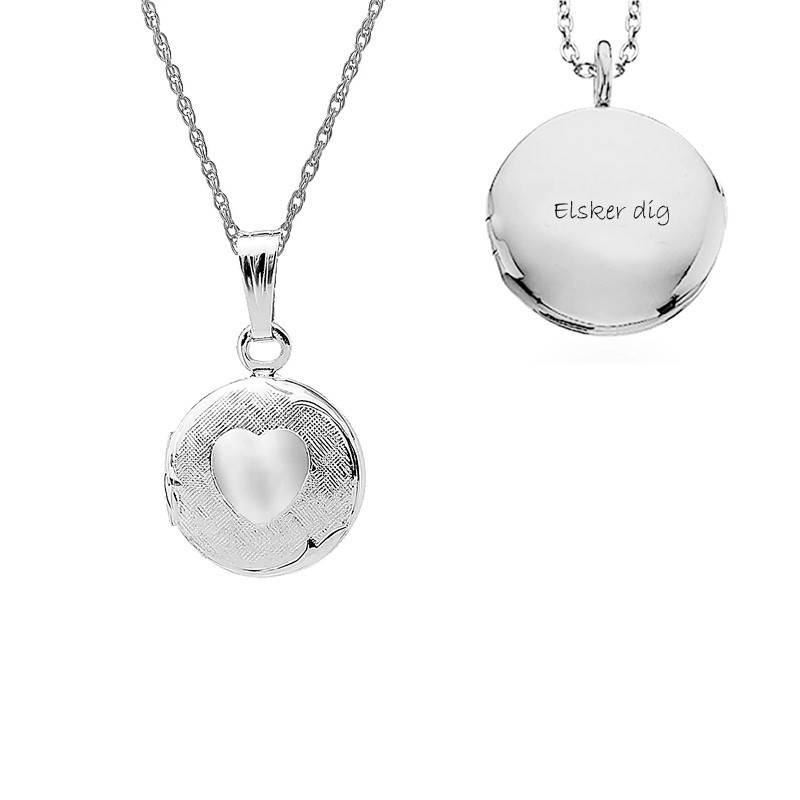 Nordahl Andersen Medaljon sølv vedhæng med hjerte inkl. kæde