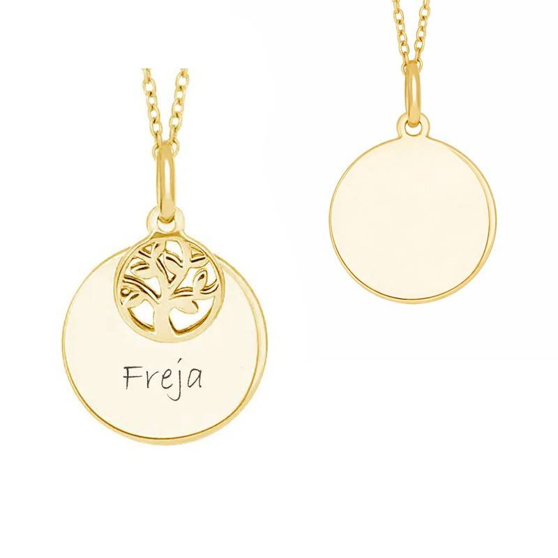 Nordahl Andersen Lovetag med livets træ sølv forgyldt vedhæng inkl. kæde