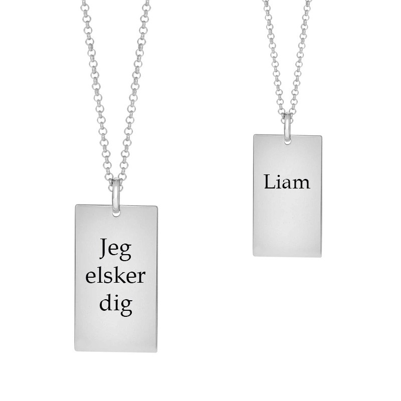 SON of NOA cracked blank sølv vedhæng firkantet inkl. kæde