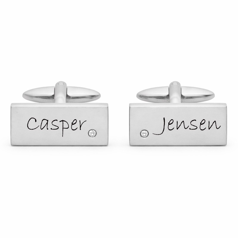 Nordahl Andersen Manchetknapper rustfri stål firkantet med zirkon