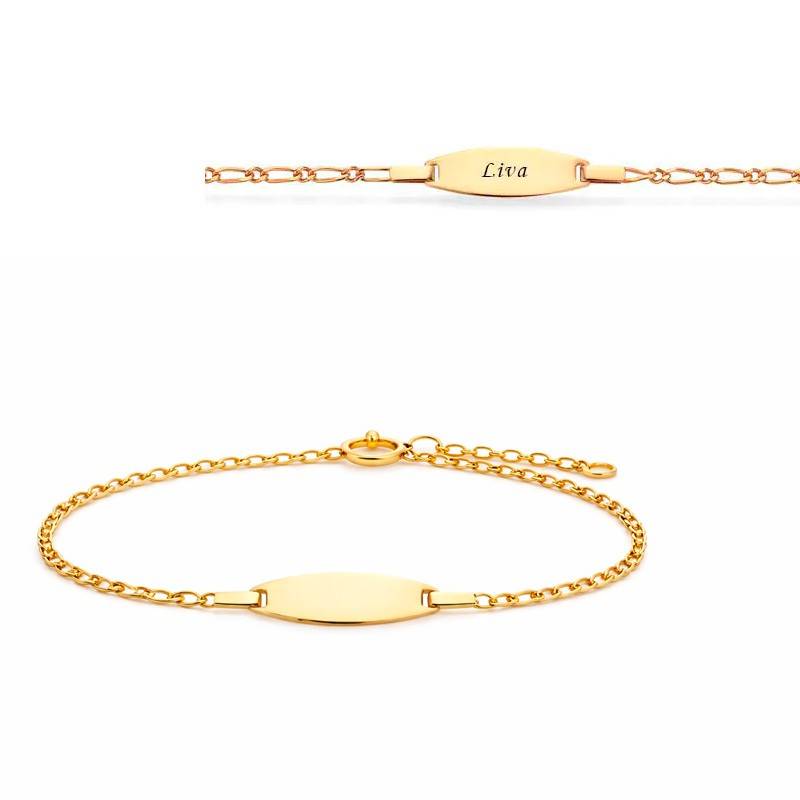 Scrouples Børnearmbånd oval plade 8 kt guld 16 cm