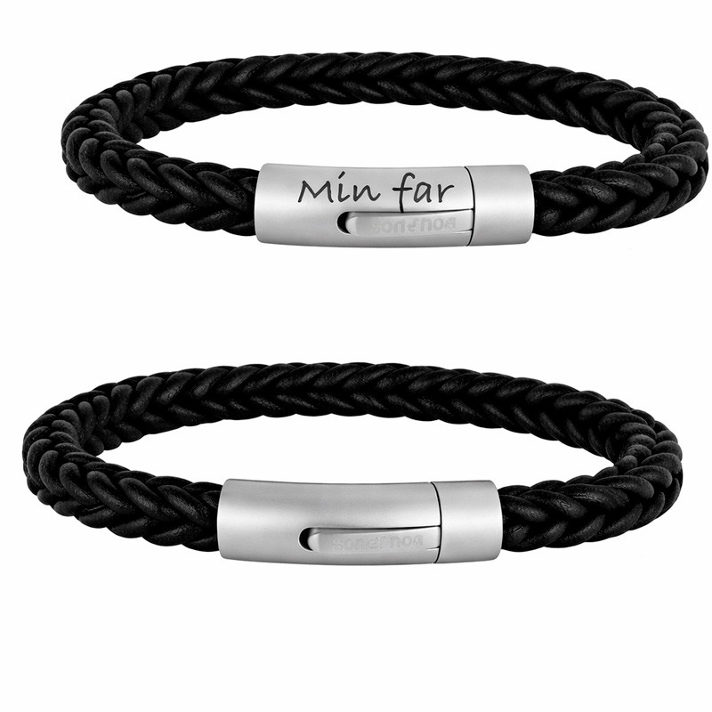 SON OF NOA armbånd sort kalveskind 19 cm