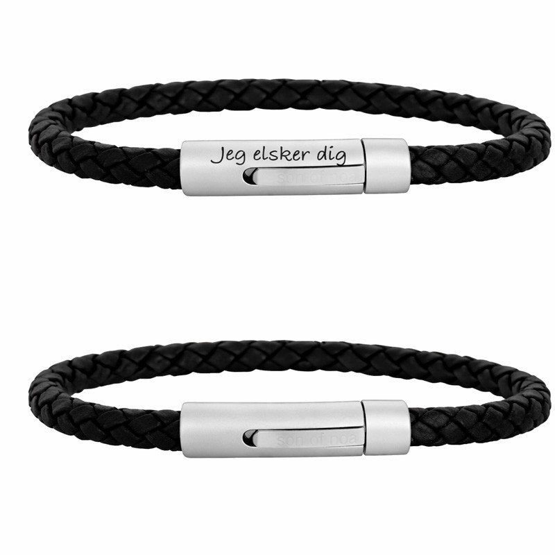 SON OF NOA armbånd sort kalveskind 19cm