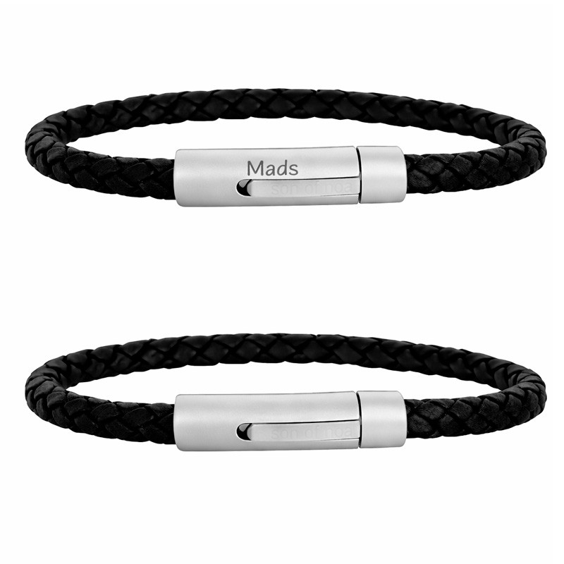 SON OF NOA armbånd sort kalveskind 23cm