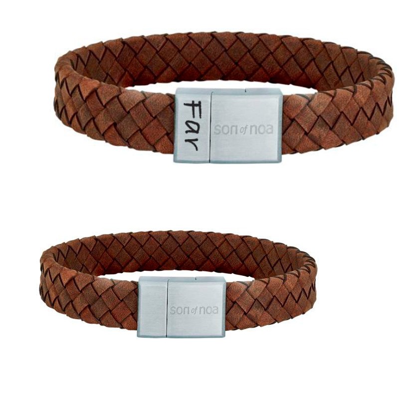 Nordahl Andersen brun flette læderarmbånd 21 cm