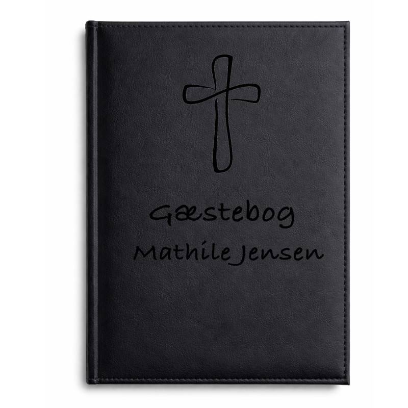 Gæstebog sort til Konfirmation med linjer 14,5 x 21 cm