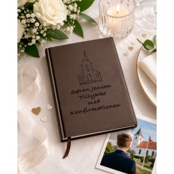 Gæstebog Brun Konfirmation uden linjer 17,5 x 24,5 cm