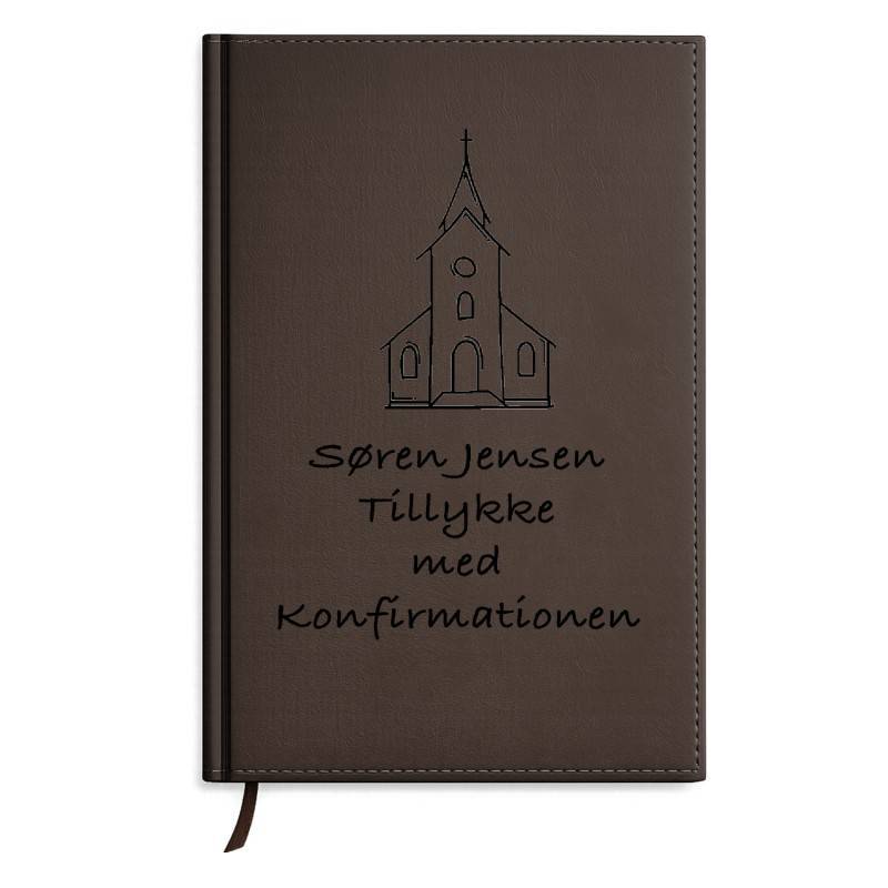 Gæstebog Brun Konfirmation med linjer 20 x 27 cm