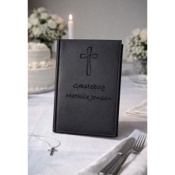 Gæstebog sort til Konfirmation uden linjer 14,5 x 21 cm