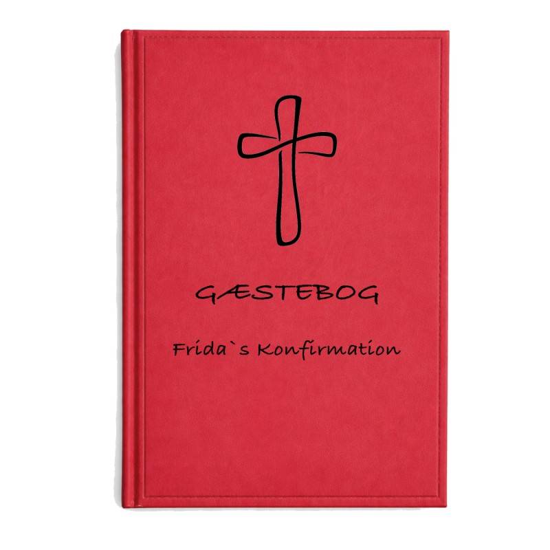 Gæstebog Rød til konfirmation uden linjer 14,5 x 21 cm