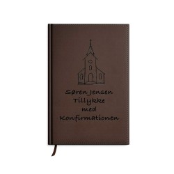 Gæstebog Brun til konfirmation med linjer 20 x 27 cm