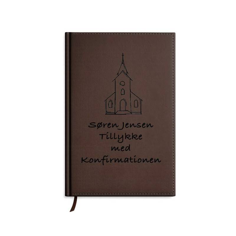 Gæstebog Brun til konfirmation med linjer 20 x 27 cm