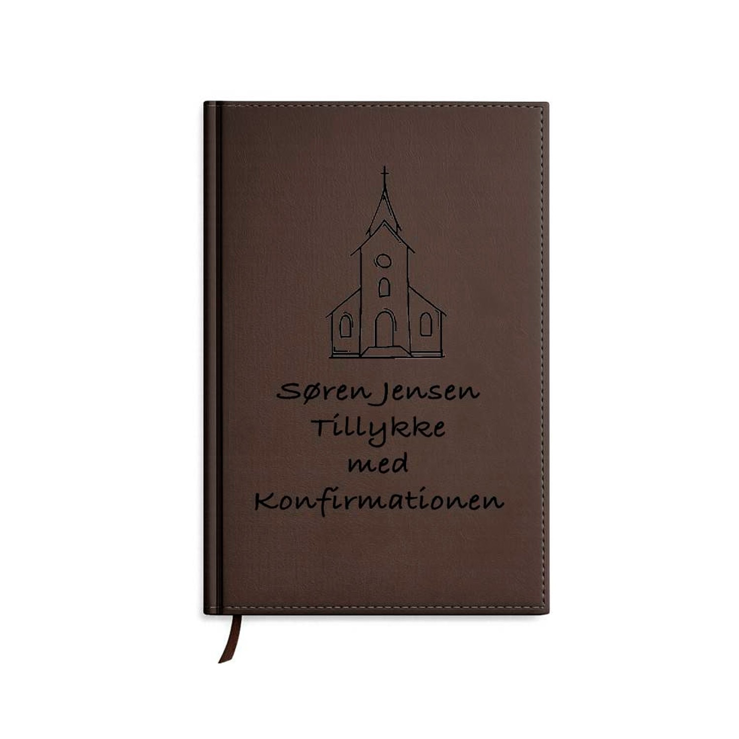 Gæstebog Brun til konfirmation med linjer 20 x 27 cm