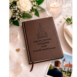 Gæstebog Brun til konfirmation med linjer 20 x 27 cm