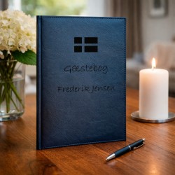 Gæstebog Sort med linjer 20 x 27 cm