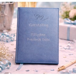 Gæstebog blå uden linjer 14,5 x 21 cm