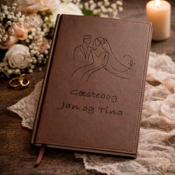 Gæstebog Brun til bryllup uden linjer 17,5 x 24,5 cm