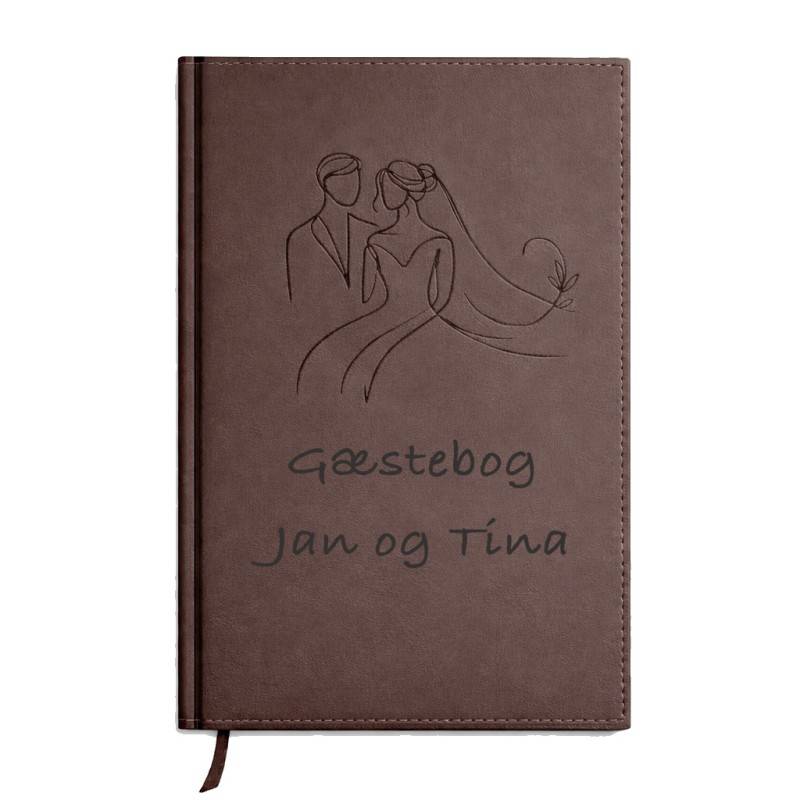 Gæstebog Brun til bryllup uden linjer 17,5 x 24,5 cm