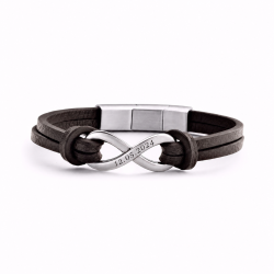 Frank 1967 herre læder armbånd i sort med infinity