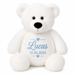 Navnebamse - BOBBY Bjørn - Hvid - 41 cm