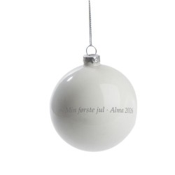 Min første jul julekugle med navn, hvid blank