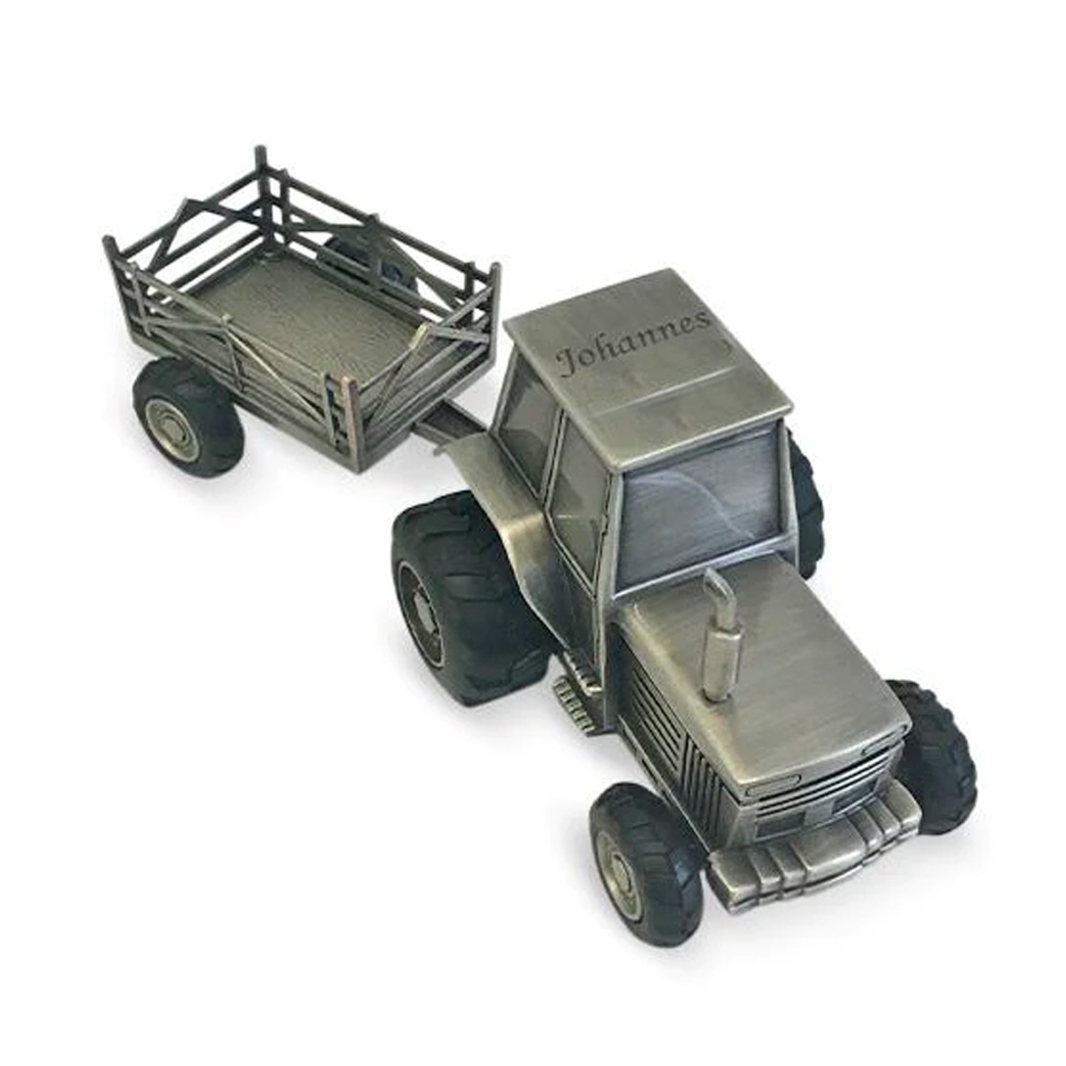 Nordahl Andersen Traktor med vogn sparebøsse fortinnet