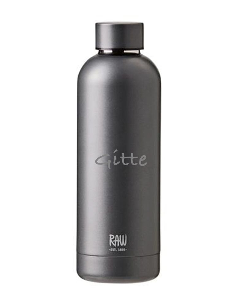 RAW TO GO Termoflaske med navn/tekst, 0,5 L, Metallic Dark Grey
