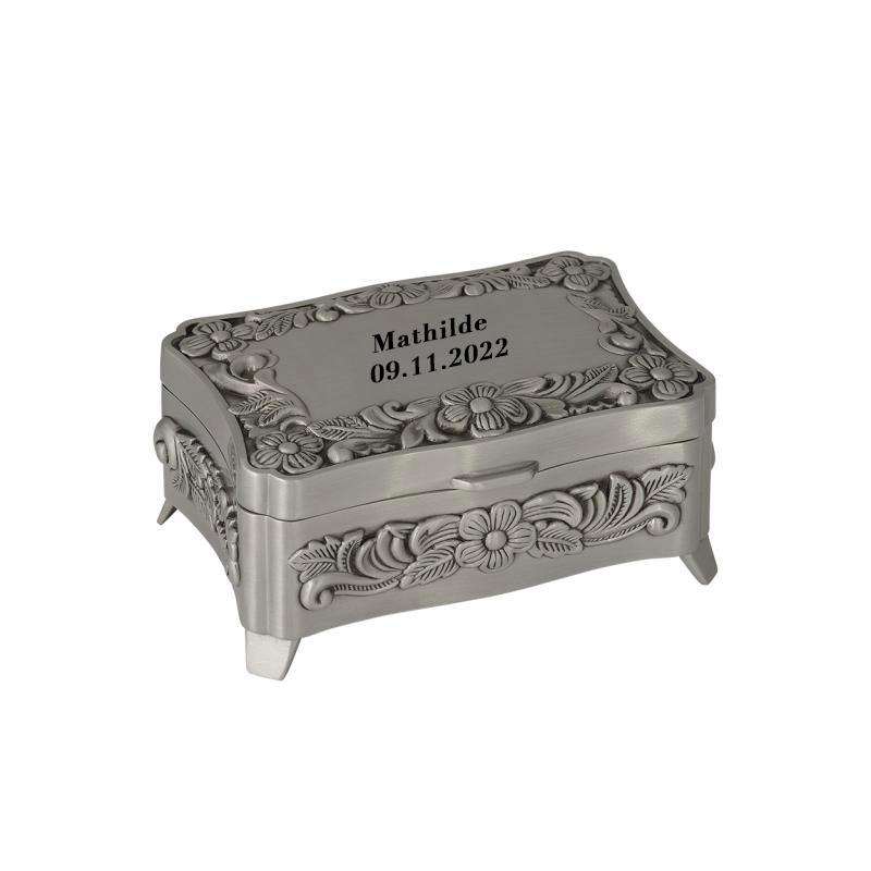 Nordahl Andersen Smykkeskrin m. blomster Tin