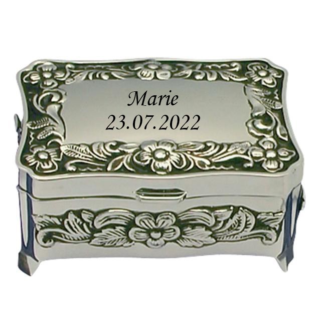 Nordahl Andersen Smykkeskrin m. blomster Krom lille