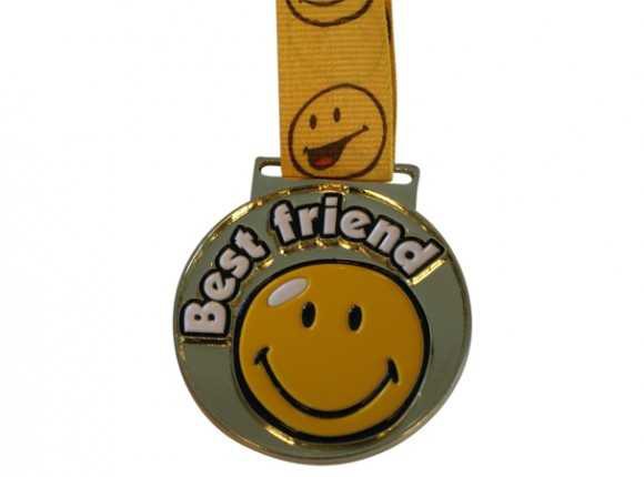 "Best friend" smiley medalje 50 mm Guld