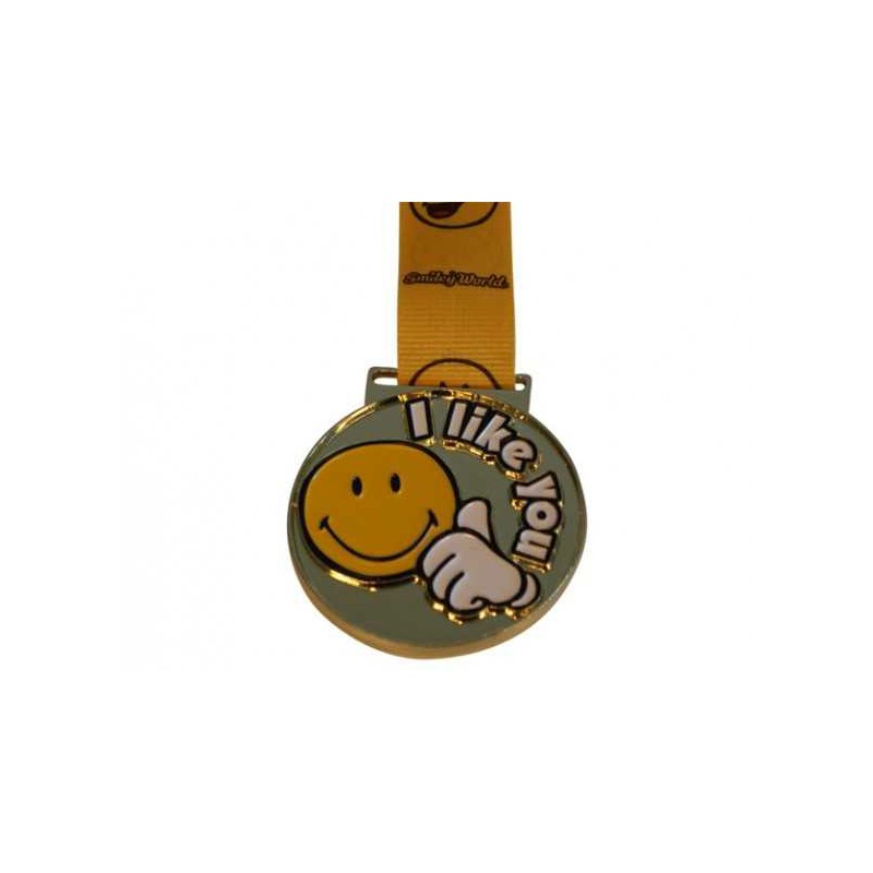 Se "I like you" smiley medalje 50 mm Guld hos Dahls Gravering