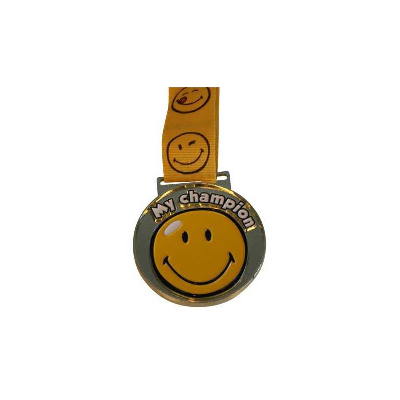 Se "My champion" smiley medalje 50 mm Guld hos Dahls Gravering